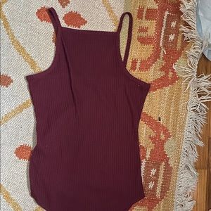 burgundy ribbed bodysuit tank